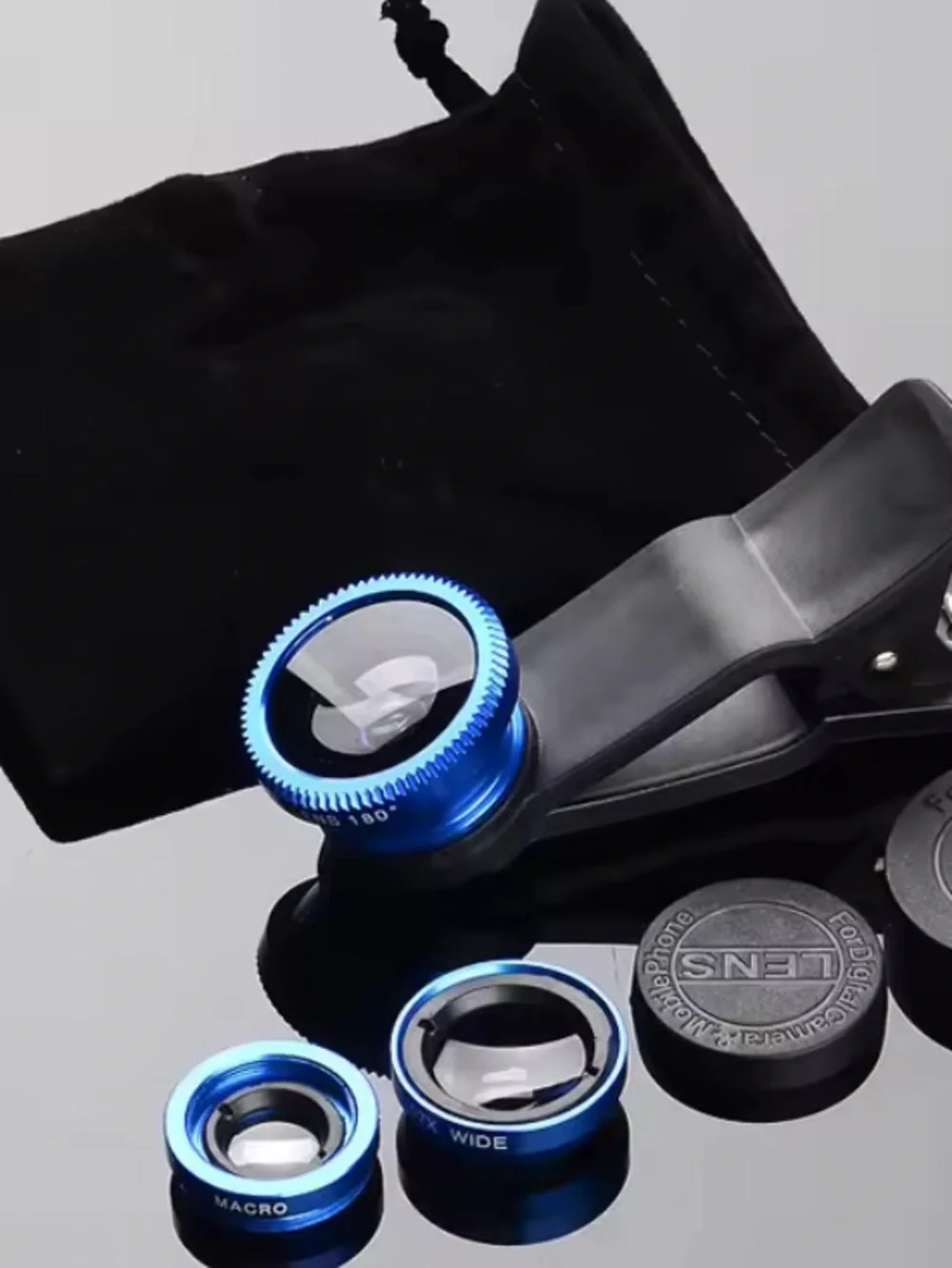 3 in 1 Clip Camera Lens Kit 180° Fish Eye +0.67X Wide Angle + Macro Lens Phone L